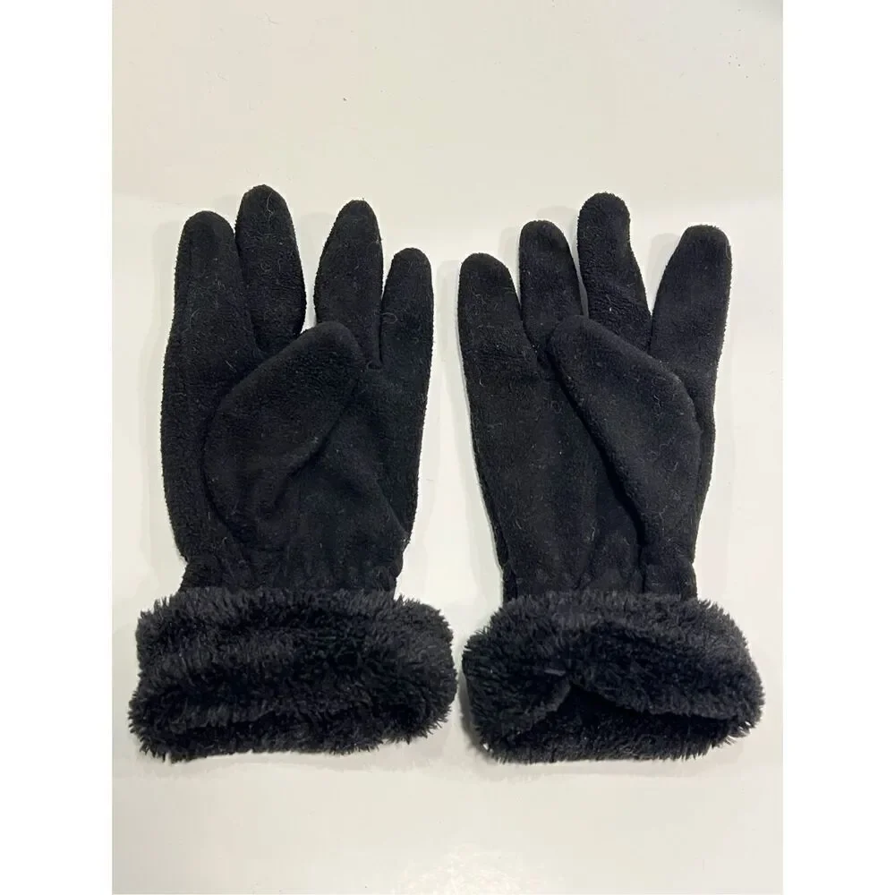 Gemo France Women’s Black Fleece Faux Fur Trim Gloves See Description